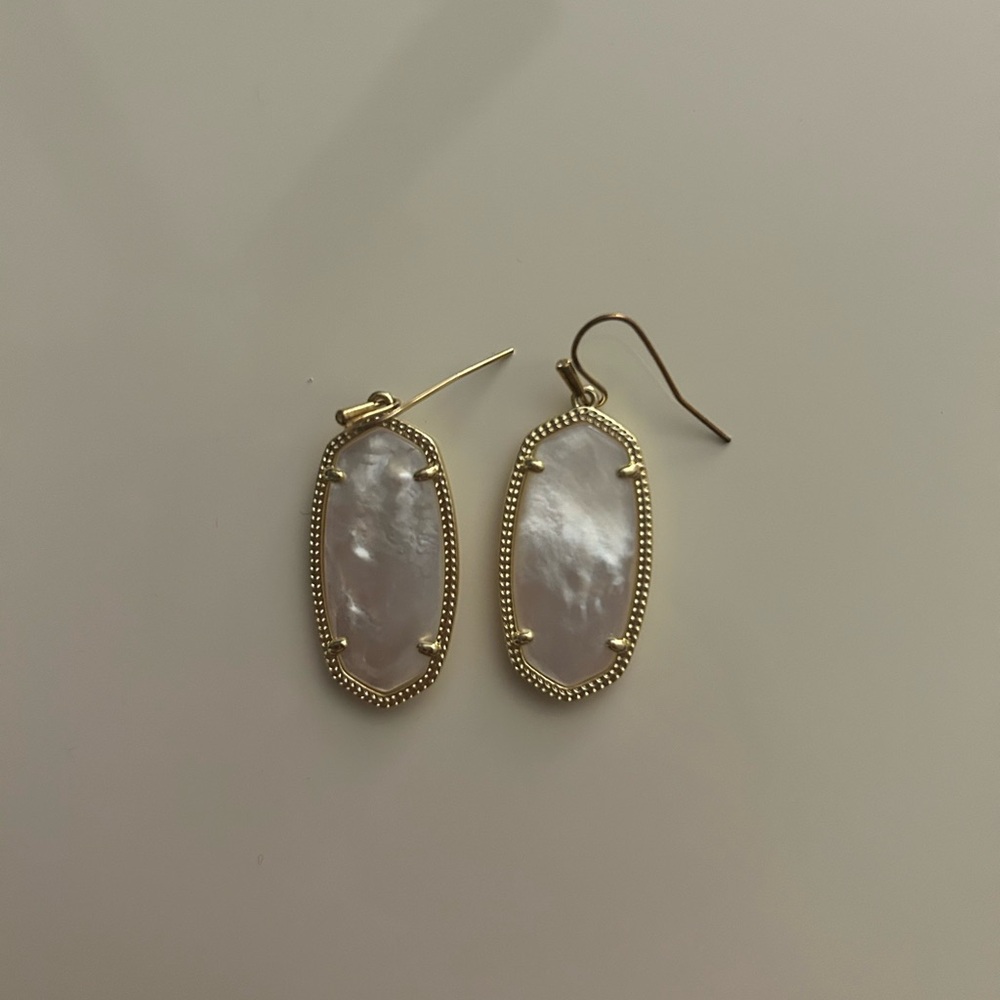 Kendra Scott Gold and White Dangle Earrings